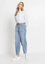 Jean barrel taille haute, coton, bonprix