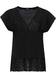 T-shirt avec décolleté en dentelle, bonprix