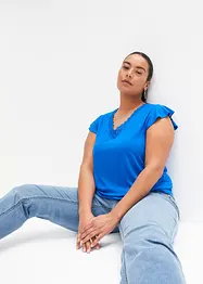 T-shirt à dentelle en viscose extensible, bonprix