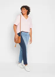Weites Long-Shirt mit V-Ausschnitt, Kurzarm (5er Pack), bonprix