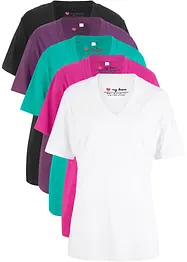 Lot de 5 T-shirts longs et amples à col V, bonprix