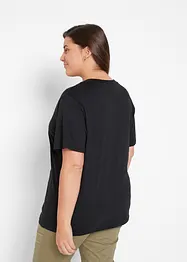 Weites Long-Shirt mit V-Ausschnitt, Kurzarm (5er Pack), bonprix