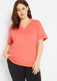 Lot de 5 T-shirts longs et amples à col V, bonprix