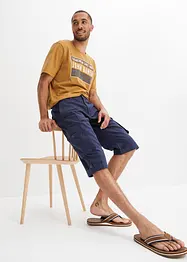 Regular Fit Cargo-Long-Bermuda mit Leinen, bonprix
