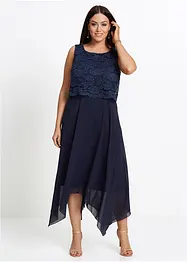 Robe premium en crêpe avec dentelle, bonprix