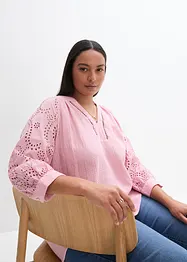 Tunique en gaze de coton avec broderie anglaise, bonprix