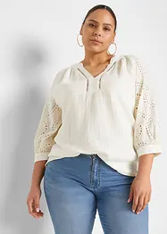 Tunique en gaze de coton avec broderie anglaise, bonprix