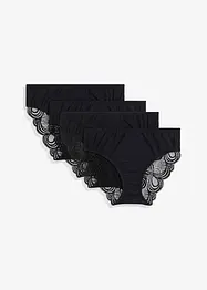 Lot de 4 slips taille haute à dentelle, bonprix