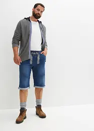 Bermuda en jean extensible avec broderie, Regular Fit, bonprix