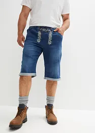 Bermuda en jean extensible avec broderie, Regular Fit, bonprix