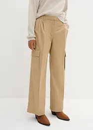 Wide Leg Cargo-Hose mit Bundfalten und Bequembund, 7/8-Länge, bonprix