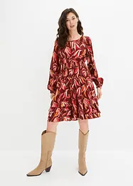 Robe en viscose tissée à ceinture smockée, longueur genou, bonprix