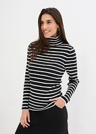 Gerippter Rollkragenpullover, gestreift, bonprix