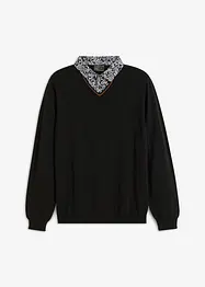 Pull en fine maille à col chemise, bonprix