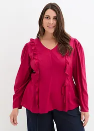 Bluse mit Volants aus fließender Viskose, bonprix