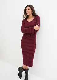 Geripptes Jersey-Kleid mit Streifen, bonprix