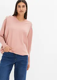 Pullover mit cut out und Perlen, bonprix