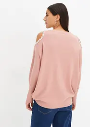 Pullover mit cut out und Perlen, bonprix