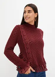 Strickpullover mit Spitze, bonprix