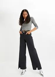 Wide Leg Jeans High Waist, Schlitzdetail, bonprix