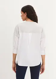 Bluse mit Sweatbesatz, 3/4-Arm, bonprix