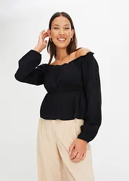 Blouse Carmen, effet froissé, bonprix