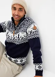 Maritimer Norweger-Pullover mit Troyerkragen, bonprix