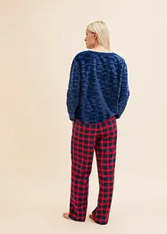 Fleece Pyjama mit Flanellhose, bonprix