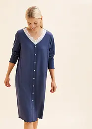 Nachtkleid mit Knopfleiste und Spitze aus Bio-Baumwolle, bonprix