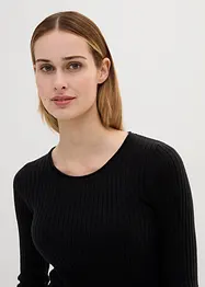 Pull côtelé en laine mérinos, bonprix