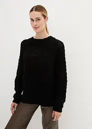 Pull en laine à manches chauve-souris, bonprix