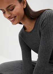 Pull côtelé en laine mérinos, bonprix