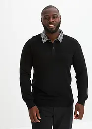 Pull en fine maille à col chemise, bonprix