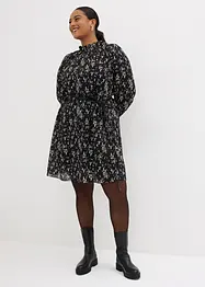 Robe effet froissé en mélange laine/soie avec ceinture (ensemble 2 pces), bonprix