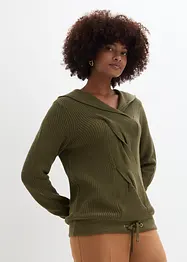 Pullover mit Kapuze und raffiniertem Zopfmuster, bonprix