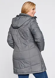 Long-Steppjacke, wattiert mit Kragen und Kapuze, bonprix