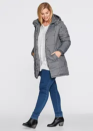 Long-Steppjacke, wattiert mit Kragen und Kapuze, bonprix