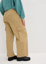 Wide Leg Cargo-Hose mit Bundfalten und Bequembund, 7/8-Länge, bonprix