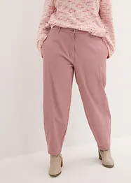 Pantalon barrel en twill à taille haute élastiquée et poches cachées dans coutures avancées, bonprix