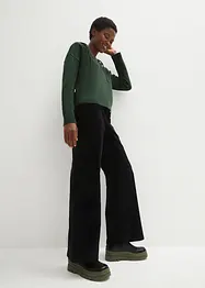 Strick-Pullover mit V-Ausschnitt und Kapuze, bonprix