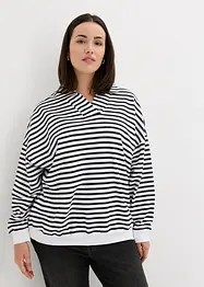 Sweatshirt mit V-Ausschnitt und Polokragen, bonprix