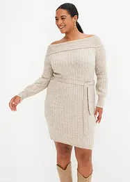 Robe en maille à encolure Bardot, bonprix