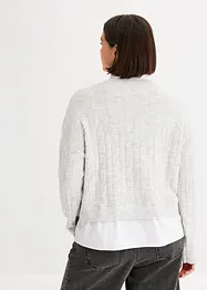 Pullover mit Zopfmuster und Blusen-Einsatz, bonprix