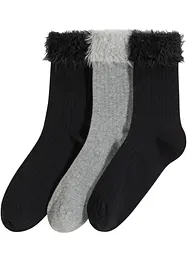 Socken mit Rippstruktur und Umschlagbündchen mit Bio-Baumwolle (3er Pack), bonprix