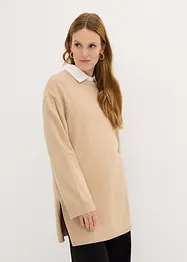 Long-Feinstrickpullover mit Seitenschlitzen aus Viskose-Mix, bonprix
