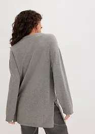 Long-Feinstrickpullover mit Seitenschlitzen aus Viskose-Mix, bonprix