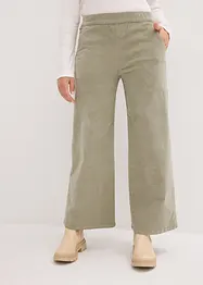 Pantalon large en velours côtelé, taille haute élastiquée, bonprix