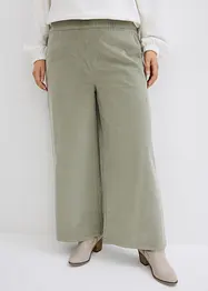 Pantalon large en velours côtelé, taille haute élastiquée, bonprix