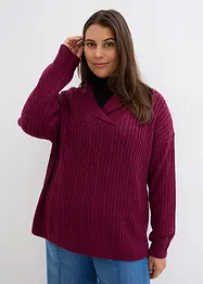 Pullover mit V-Ausschnitt und Seitenschlitzen, bonprix