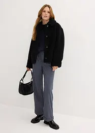 Gefütterte Teddyjacke mit Kragen, bonprix